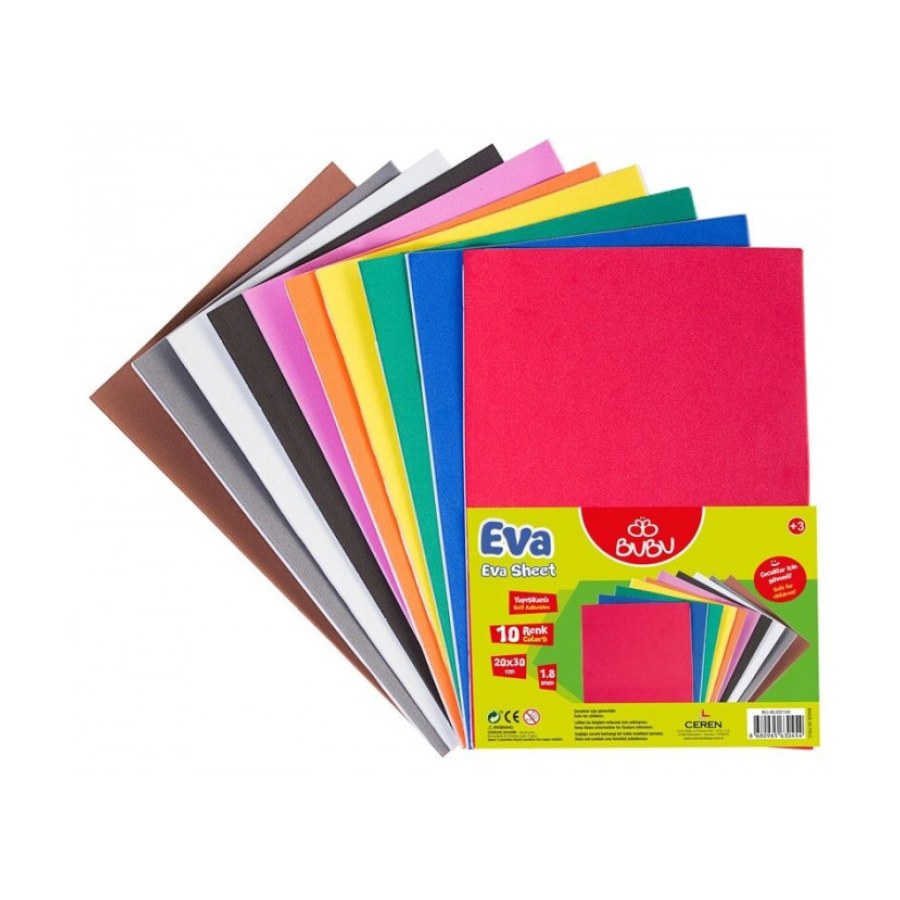 Eva Yapışkanlı 20*30 10 Renk Paket Bubu