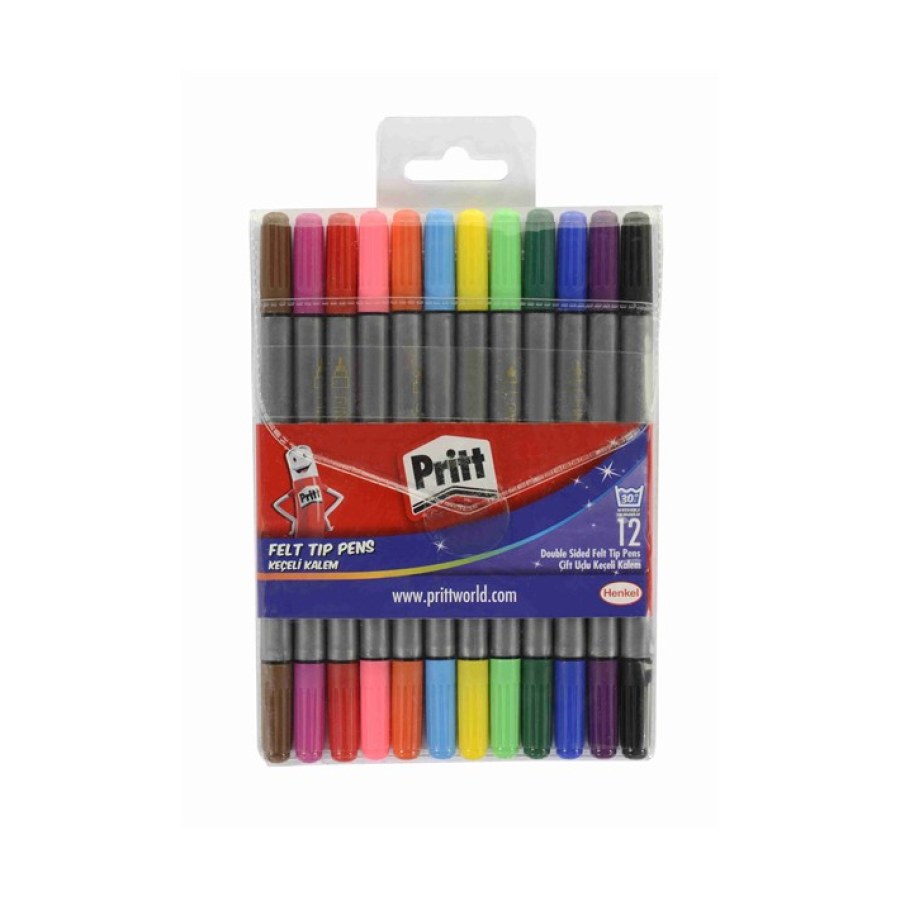 Keçeli Kalem 12 Renk Çift Uçlu Pritt