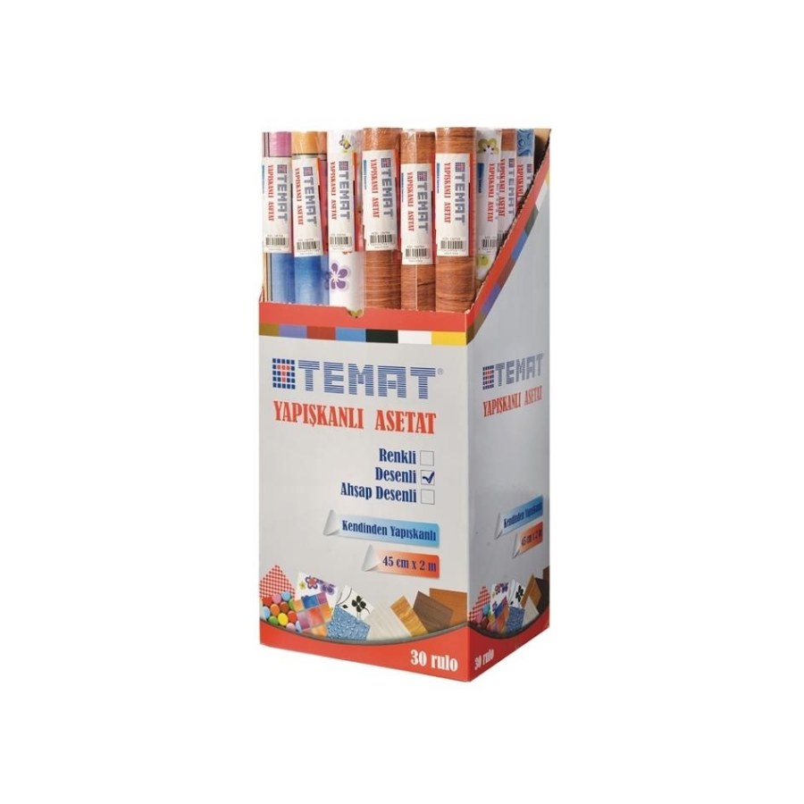 Yapışkanlı Asetat 45-2m Karışık Desenli Temat