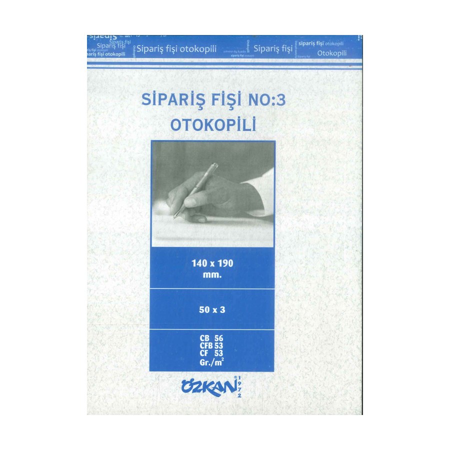 Sipariş Fişi Büyük Boy Otokopili No3 - 3 Nüsha