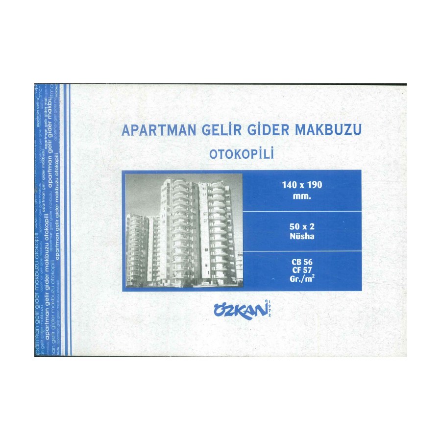 Apartman Gelir Gider Makbuzu Otokopili 140x190mm Ö