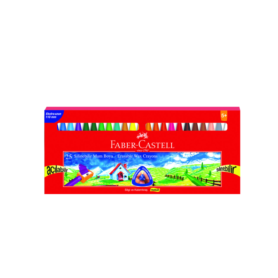 Mum Boya 25 Renk Silinebilir Wax Crayon Extra Uzun